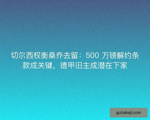 切尔西权衡桑乔去留：500 万镑解约条款成关键，德甲旧主成潜在下家