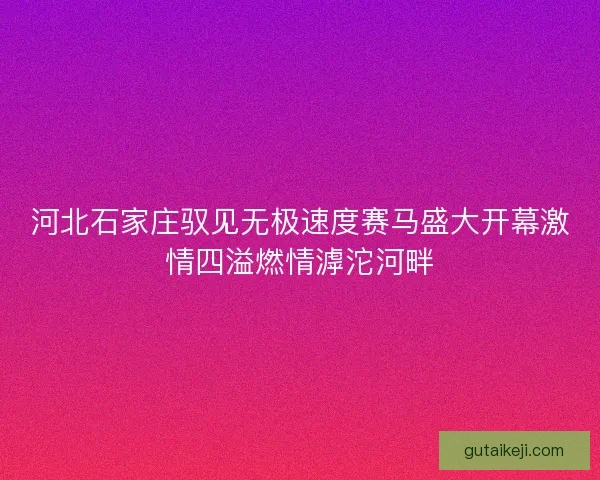 河北石家庄驭见无极速度赛马盛大开幕激情四溢燃情滹沱河畔